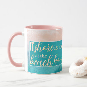 Beach House Pun Elegant Script Anpassningsbar Fami Mugg