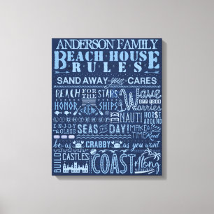 Beach House Regler Blue Anpassningsbar Family Cott Canvastryck