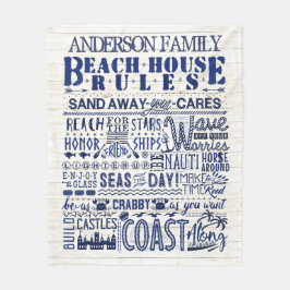 Beach House Regler Coastal Blue Personlig Family Fleecefilt