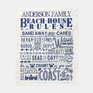 Beach House Regler Coastal Blue Personlig Family Fleecefilt