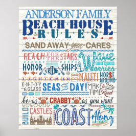 Beach House Regler Family Cottage | Anpassningsbar Poster