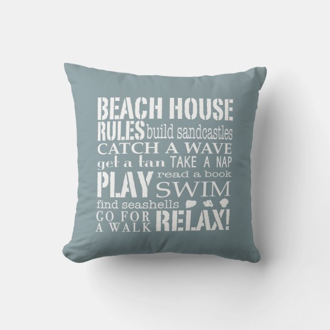 Beach House Regler i Denim Blue Square Pillow Kudde (Framsida)