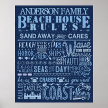 Beach House Regler Navy Blue Coastal Anpassningsba