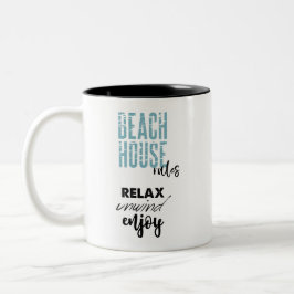 Beach House Regler slappna av. Unwind Enjoy Coffee Två-Tonad Mugg