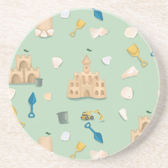 Beach House Sand Castle Seashell Coastal Underlägg (Framsidan)