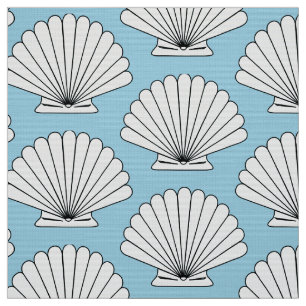 Beach House Scallop Seashells Tyg