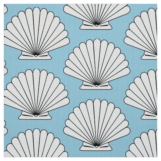 Beach House Scallop Seashells Tyg (Provkarta)