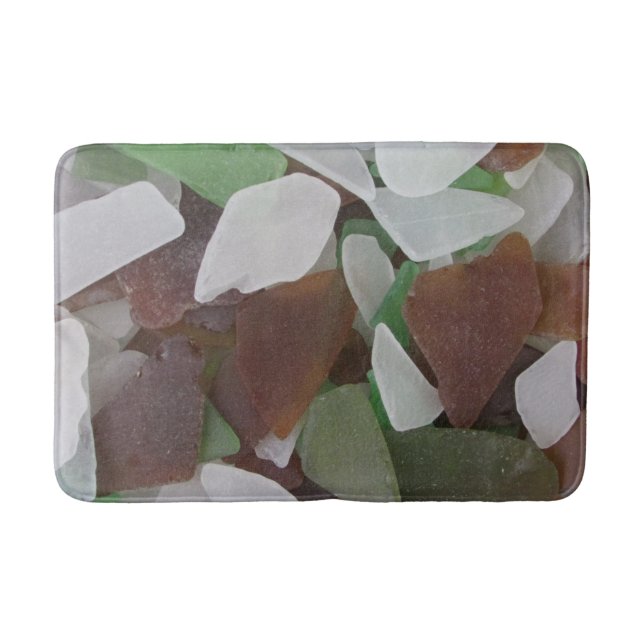 Beach House Sea Glass Photo Grönt Brown Kusten Hom Badrumsmatta (Framsidan)