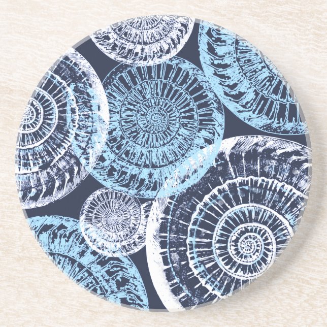 Beach House Sea Snäcka Blue White Underlägg (Framsidan)
