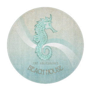 Beach House Seahorse Aqua Blue ID623