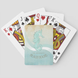Beach House Seahorse Aqua Blue ID623 Casinokort