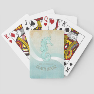 Beach House Seahorse Aqua Blue ID623 Casinokort