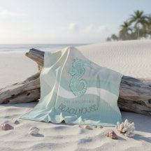 Beach House Seahorse Aqua Blue ID623