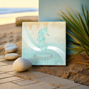 Beach House Seahorse Aqua Blue ID623 Kakelplatta