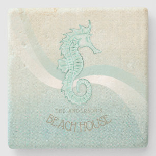 Beach House Seahorse Aqua Blue ID623 Stenunderlägg