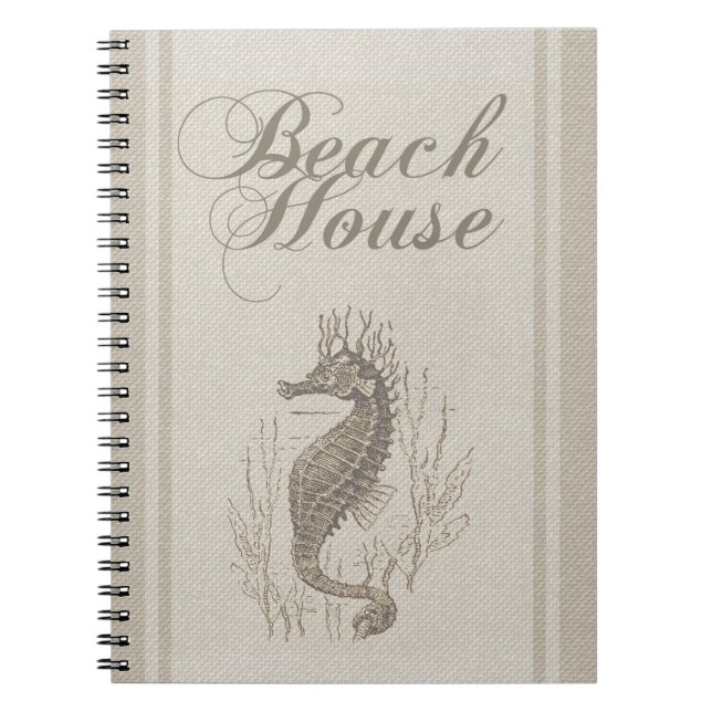 Beach House Seahorse Seashore Anteckningsbok (Framsidan)