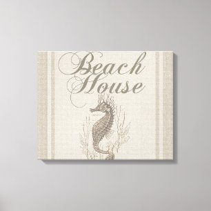 Beach House Seahorse Seashore Canvastryck