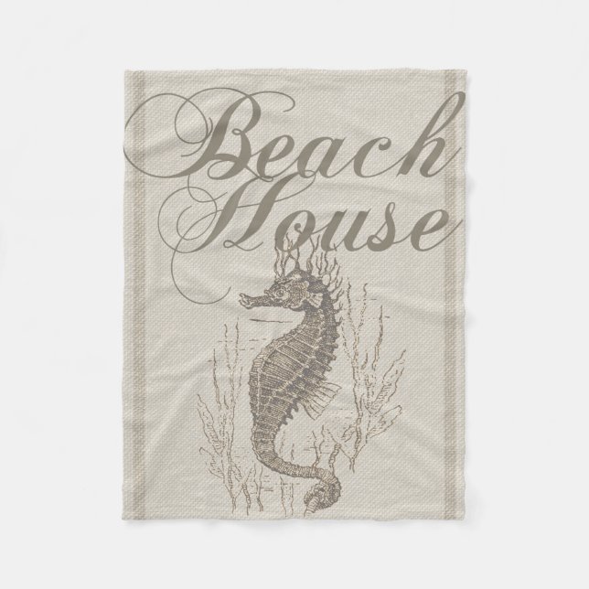 Beach House Seahorse Seashore Fleecefilt (Framsidan)