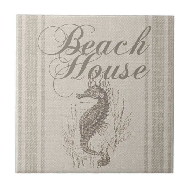 Beach House Seahorse Seashore Kakelplatta (Framsidan)
