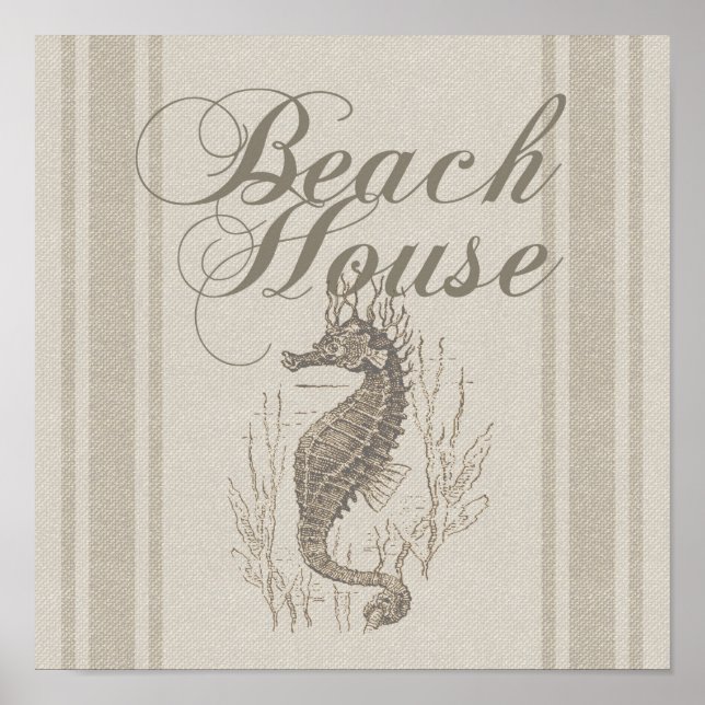 Beach House Seahorse Seashore Poster (Framsidan)