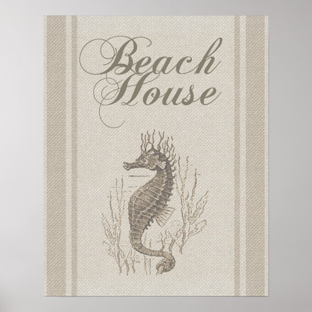Beach House Seahorse Seashore Poster (Framsidan)