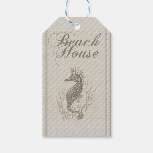 Beach House Seahorse Seashore Presentetikett (Framsidan)
