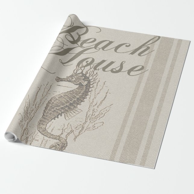 Beach House Seahorse Seashore Presentpapper (Utrullad)