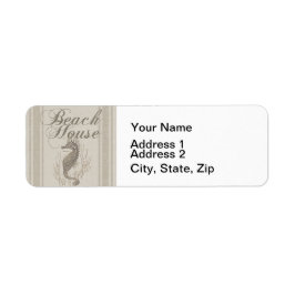 Beach House Seahorse Seashore Returadress Etikett
