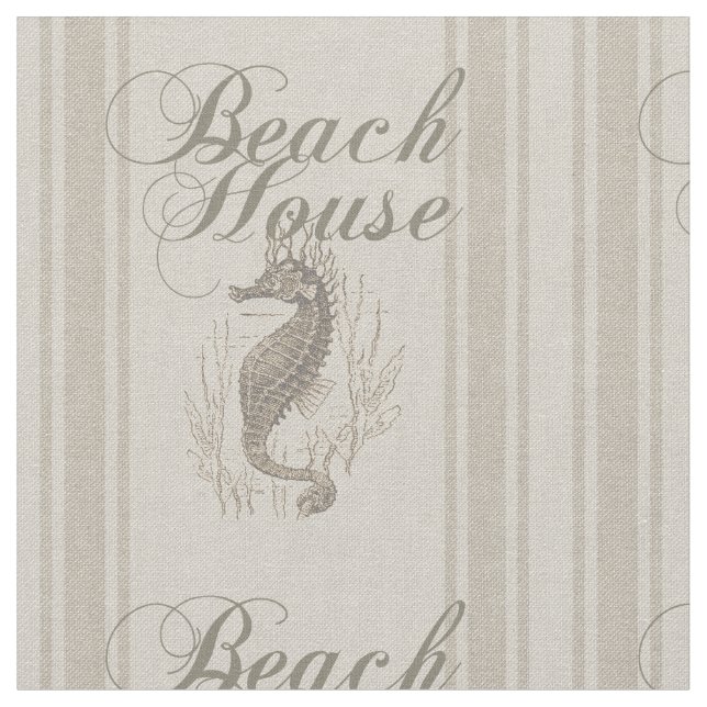 Beach House Seahorse Seashore Tyg (Närbild)