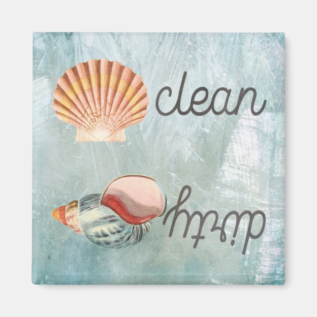 Beach House Snäckors Dishwasher Clean Dirty Magnet (Framsidan)