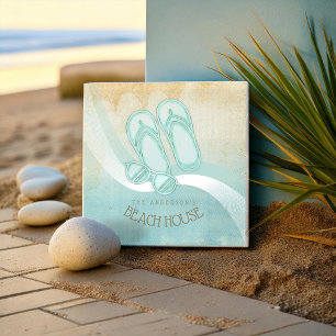 Beach House Sunglasses och Flinflip flops Aqua ID6 Kakelplatta