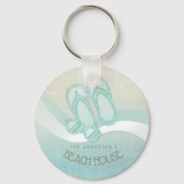 Beach House Sunglasses och Flinflip flops Aqua ID6 Nyckelring