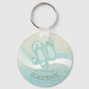 Beach House Sunglasses och Flinflip flops Aqua ID6 Nyckelring