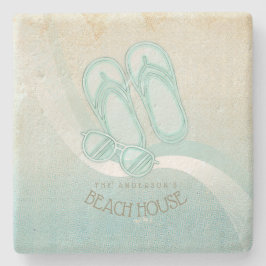 Beach House Sunglasses och Flinflip flops Aqua ID6 Stenunderlägg