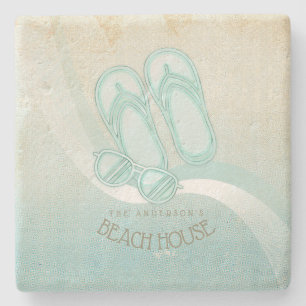 Beach House Sunglasses och Flinflip flops Aqua ID6 Stenunderlägg