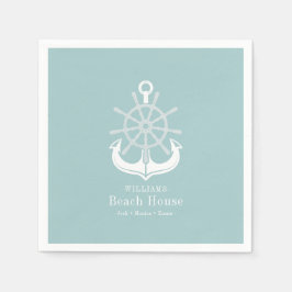 Beach House Teal Family Namn Anchor Pappersservett