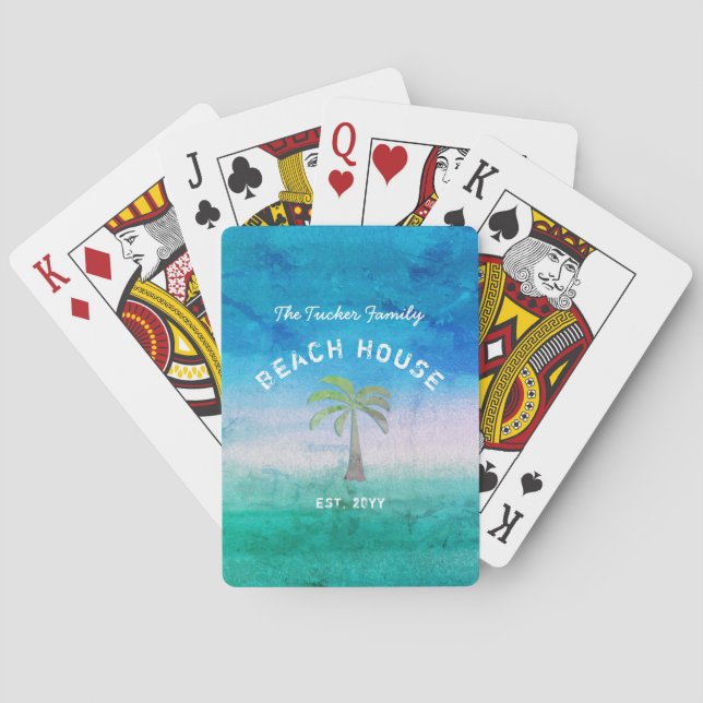 Beach House - Tropical Welcome Ocean Blue Grönt Be Casinokort (Baksidan)