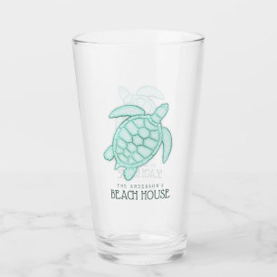 Beach House Turtle Aqua Blue ID623 Glaskopp