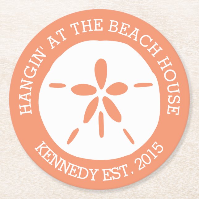 Beach House Underlägg Papper Rund (Framsidan)