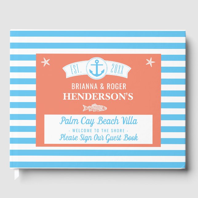 Beach House Vacation Rental Nautical Blue Rand Gästböcker (Framsida)