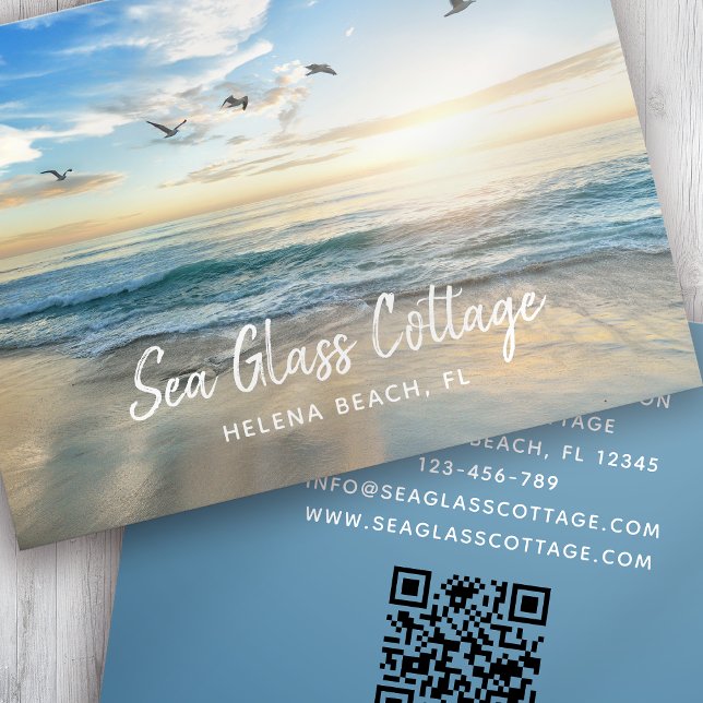 Beach House Vacation Rental QR-kod Visitkort (Skapare uppladdad)