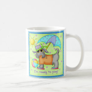Beach Hund Art Grönt Blue Kaffemugg