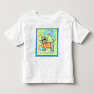 Beach Hund Art Grönt Blue Tee Shirt