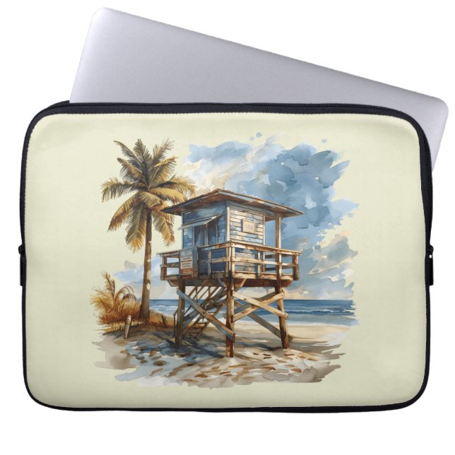 Beach Hut - Beach Hut Illustration Laptop Fodral (Framsidan)