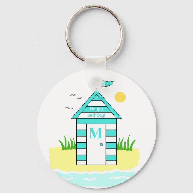 Beach Hut Light Blue-Nyckelring Nyckelring (Framsida)