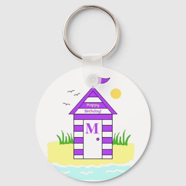 Beach Hut Lila Nyckelring (Framsida)