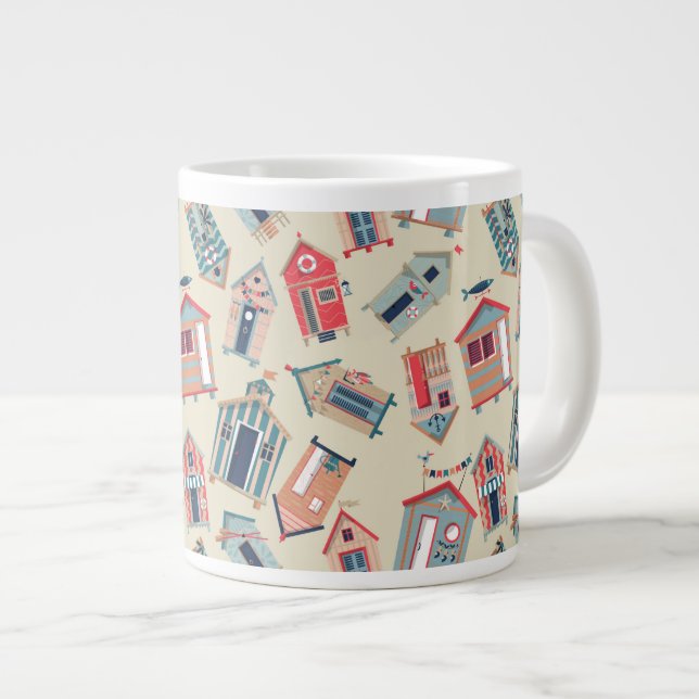 Beach Hut Mönster Jumbo Mugg (Framsida höger)