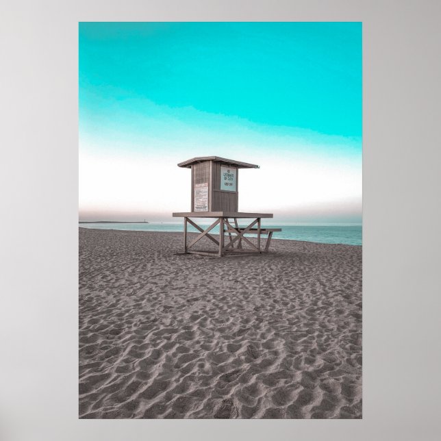 Beach Hut Ocean Beach Handflatan Fotography Poster (Framsidan)