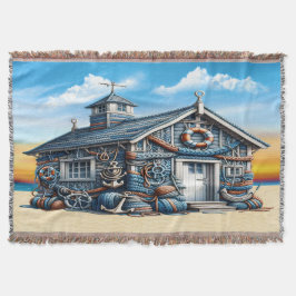 Beach Hut Throw Blanket Filt