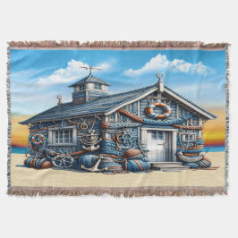 Beach Hut Throw Blanket Filt